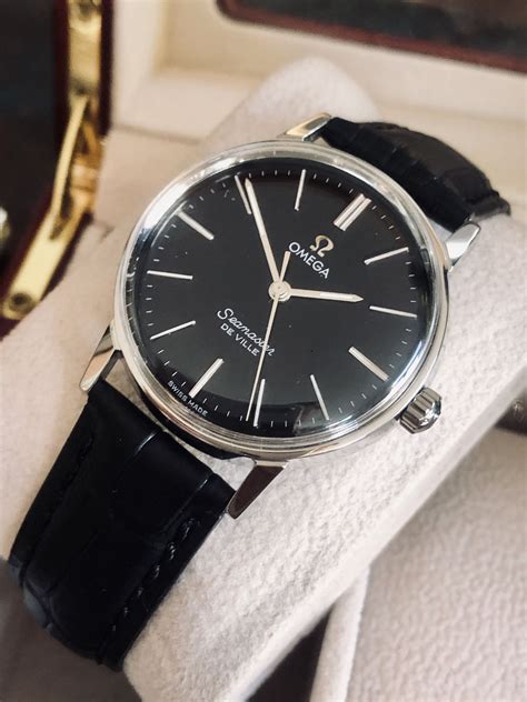 omega watches white face|vintage omega watch black face.